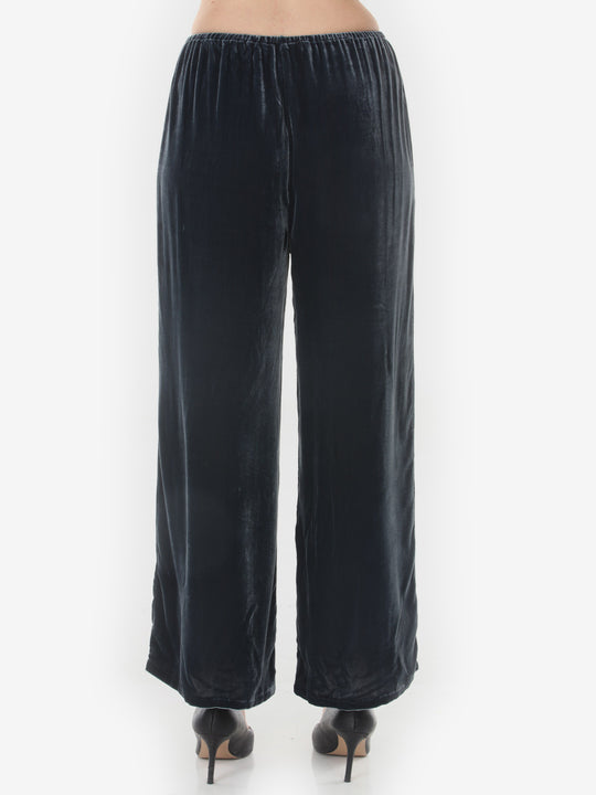 Relaxed Silk Blend Velvet in Steel Blue Pant