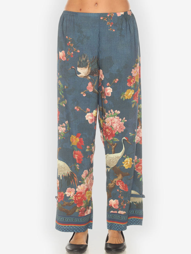 Crane and Cherry Bloom Tencel Pull on Pant