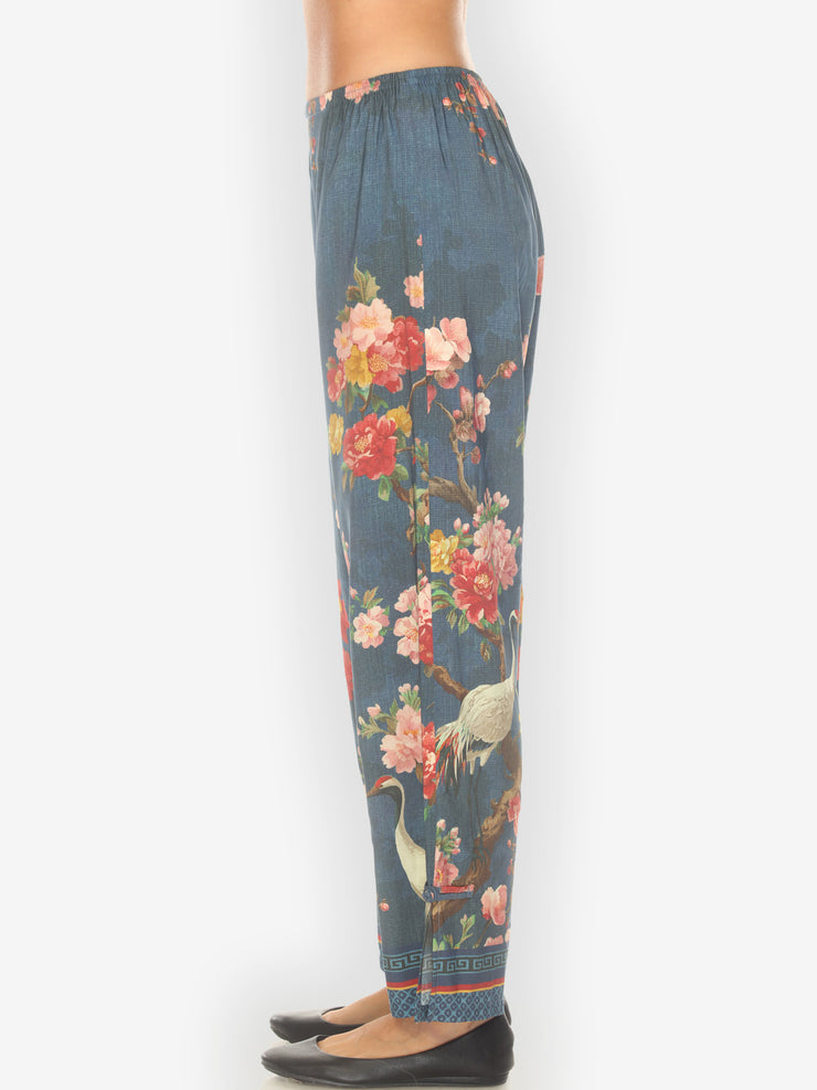 Crane and Cherry Bloom Tencel Pull on Pant