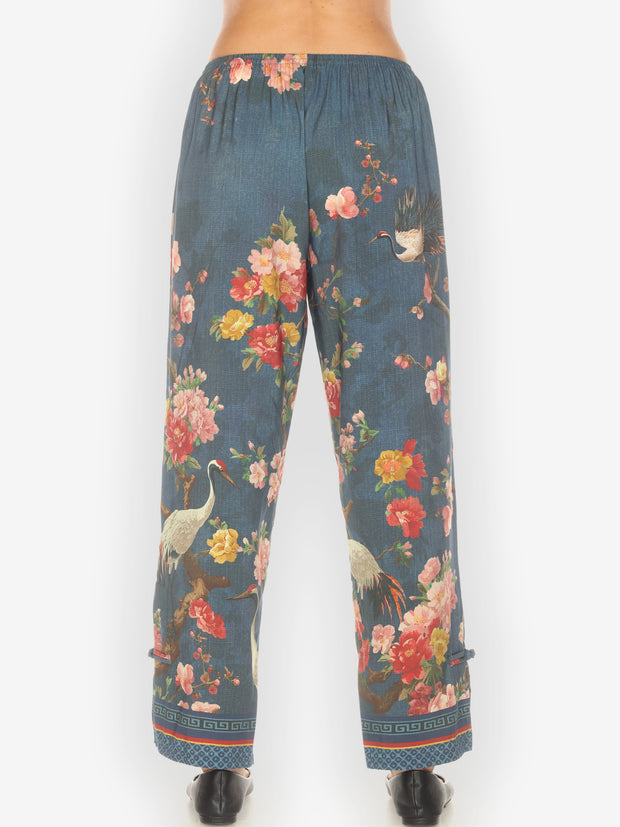 Crane and Cherry Bloom Tencel Pull on Pant