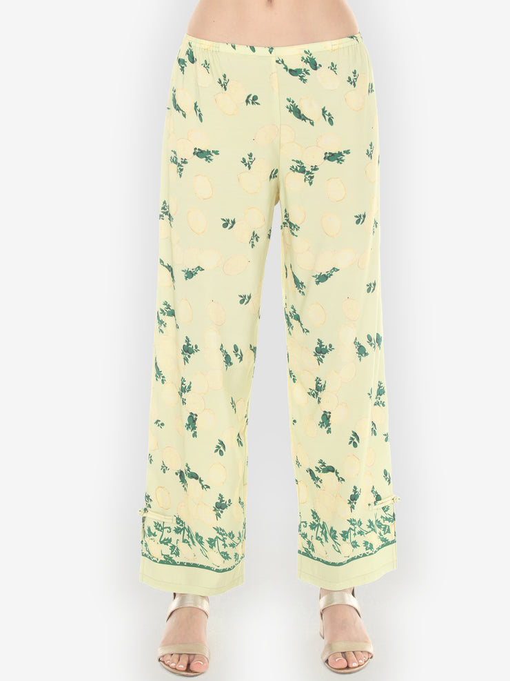 Citron Lemon Print Pull on Pant