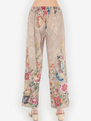 Embroidery Butterfly and Flower Pull on Pant
