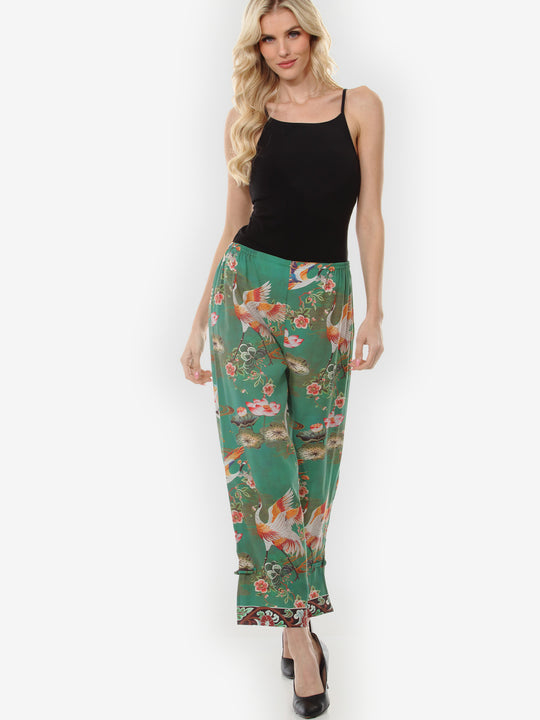 Elegant Crane Lotus Tencel Pull on Pant
