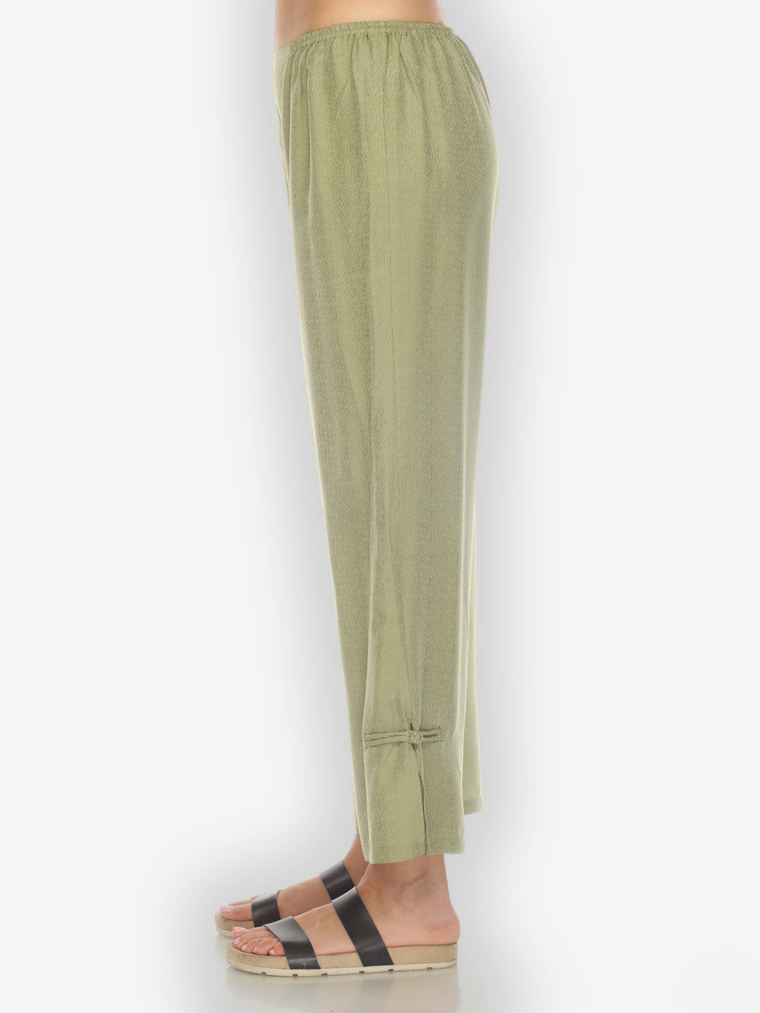 Silk Blend Solid Olive Pant