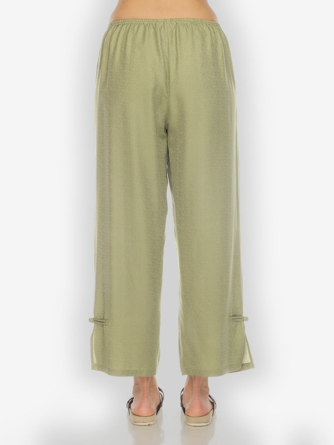 Silk Blend Solid Olive Pant