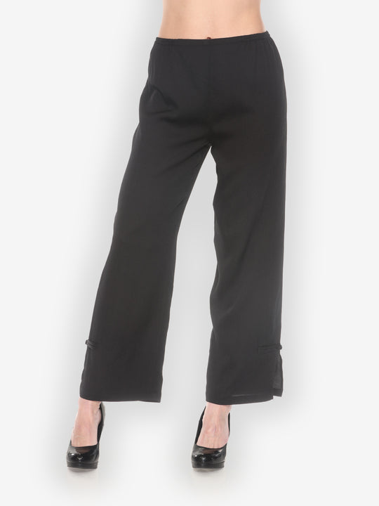 Solid Silk Fukure Pant in Black