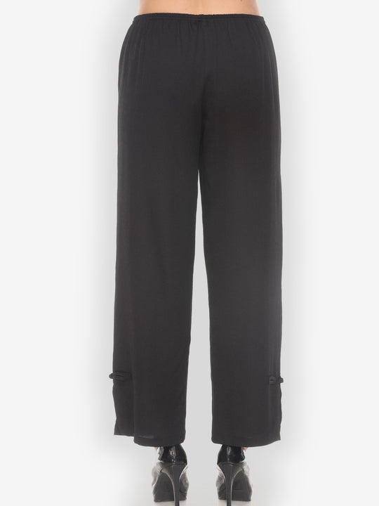 Solid Silk Fukure Pant in Black