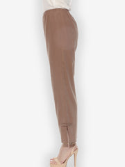 Solid Viscose Pant in Light Brown