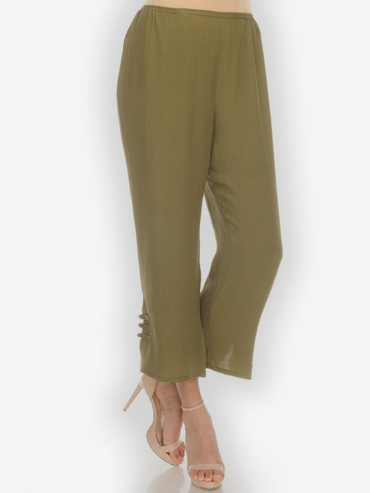 Textured Feel Silk Olive Pant