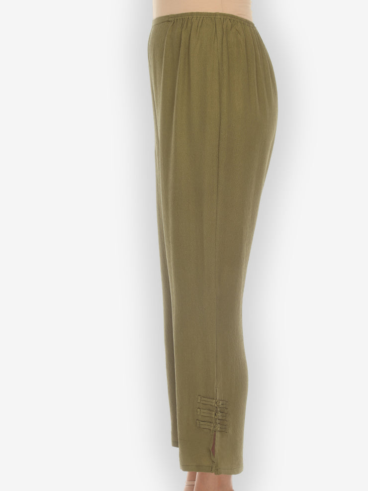 Textured Feel Silk Olive Pant