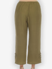 Textured Feel Silk Olive Pant