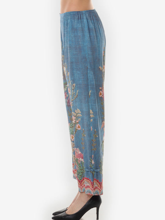 Vintage Koi Embroidery Pull on Pant
