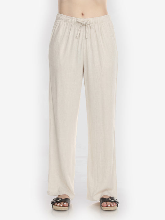 Solid Linen Tencel in Cream Pant