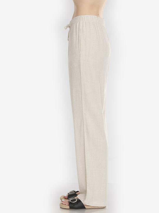 Solid Linen Tencel in Cream Pant