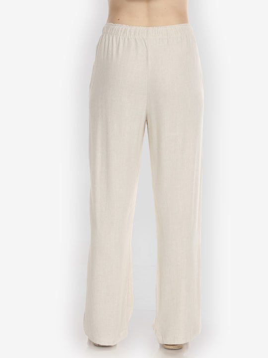 Solid Linen Tencel in Cream Pant