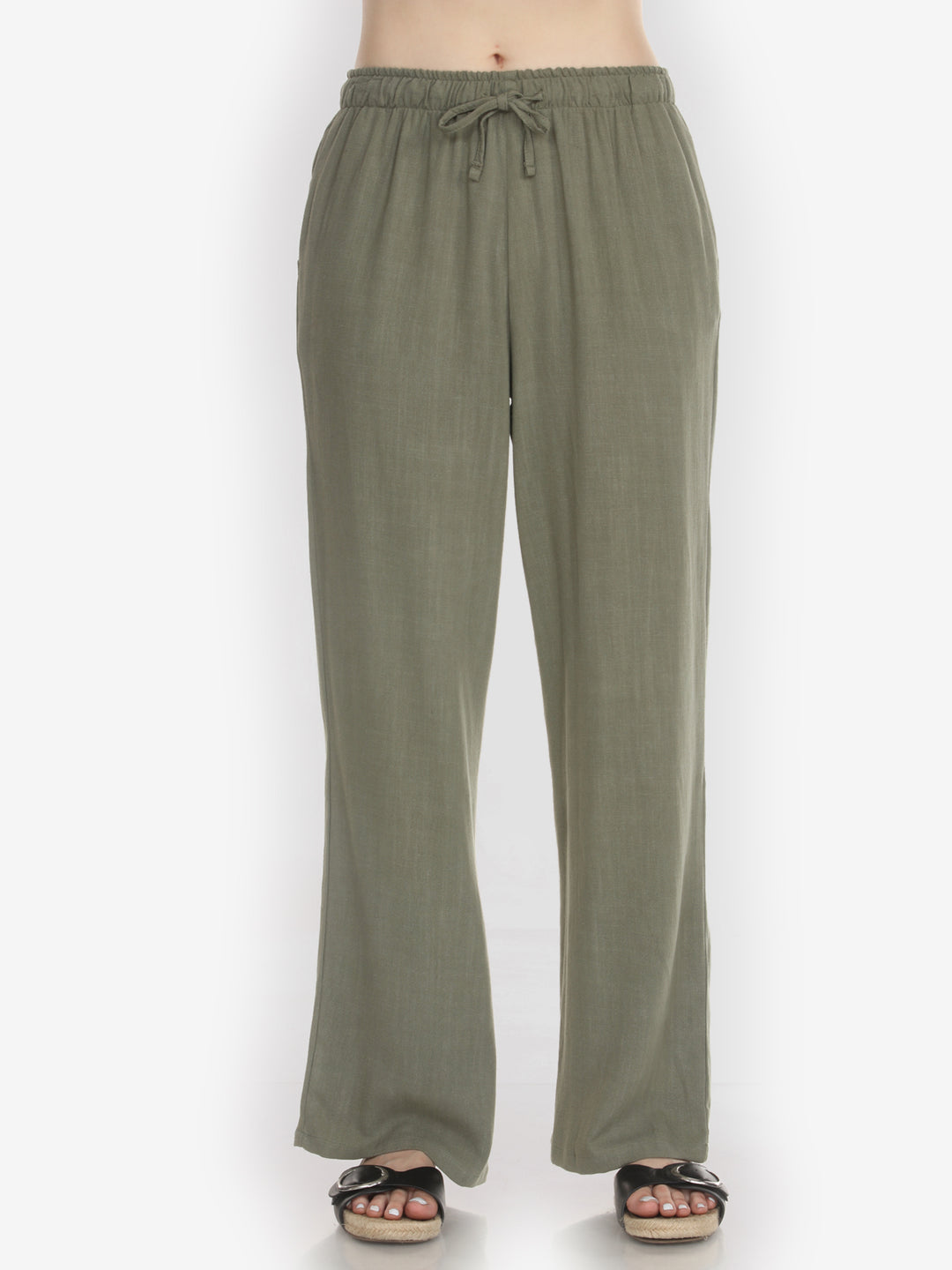 Solid Linen Tencel in Olive Pant