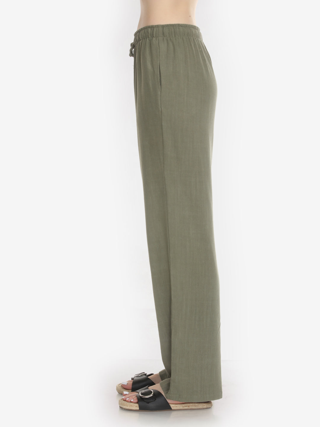 Solid Linen Tencel in Olive Pant