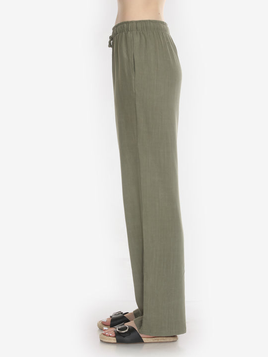 Solid Linen Tencel in Olive Pant