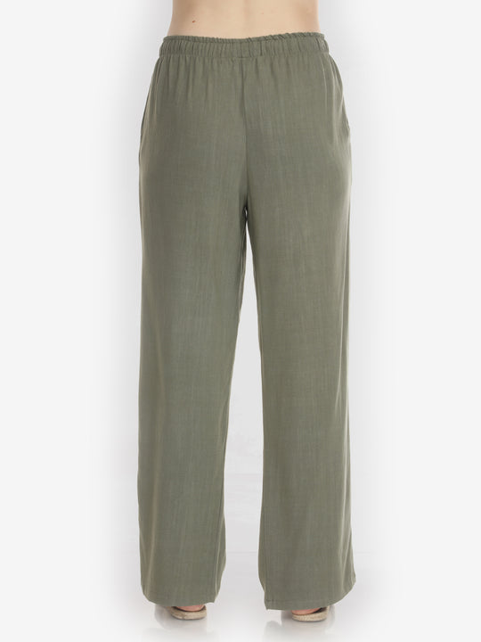 Solid Linen Tencel in Olive Pant
