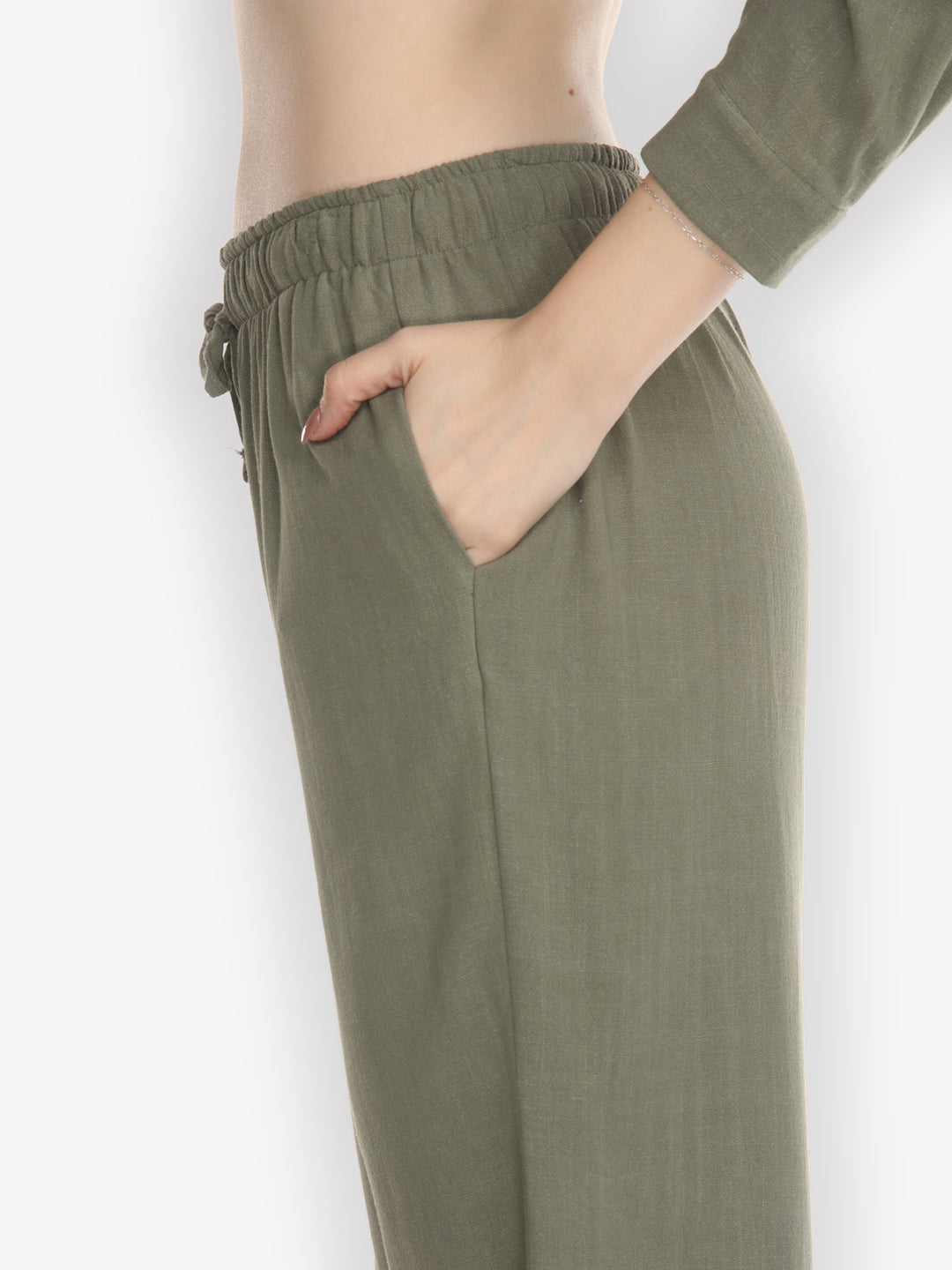 Solid Linen Tencel in Olive Pant