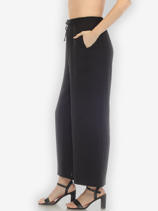 Solid Black Rayon Pull on Pant