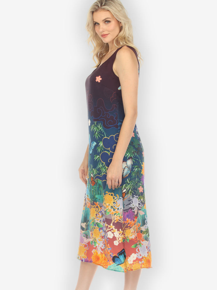 Chrysanthemum Gold Dream Silk Blend Tank Dress