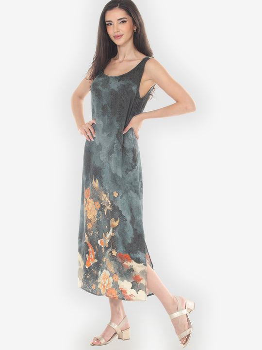 Noble Koi Fish Silk Tank Dress