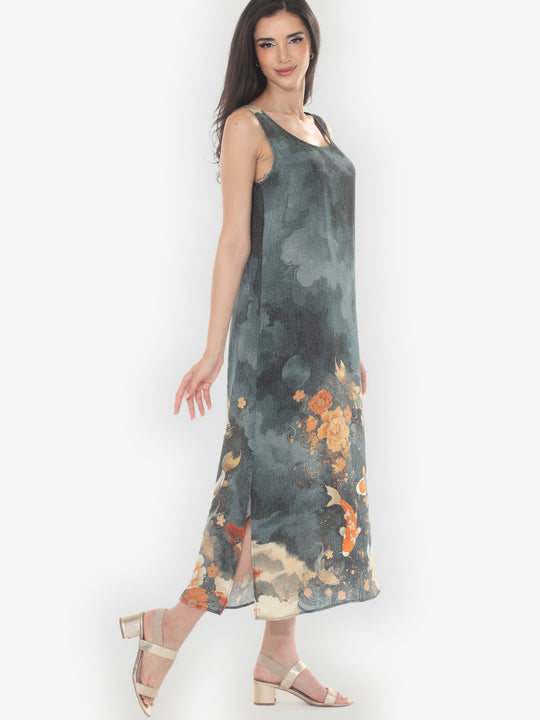 Noble Koi Fish Silk Tank Dress