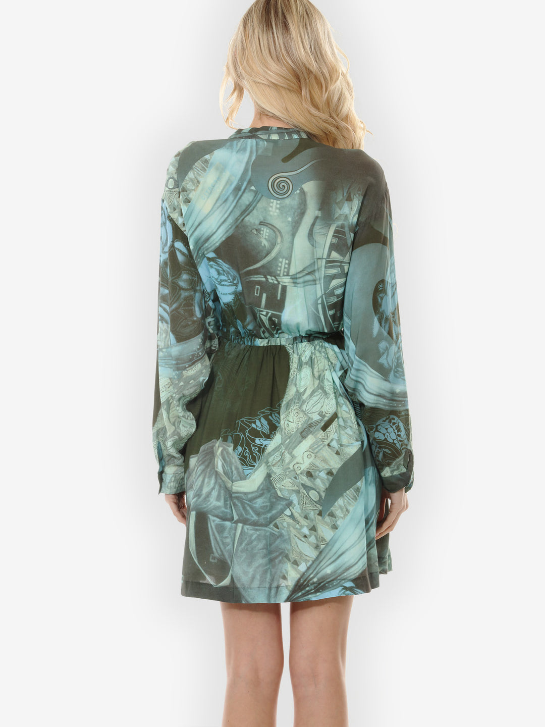 Rose Art Earthy Olive Pullover Dress - S