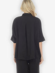 Solid Black Rayon Oversized Blouse