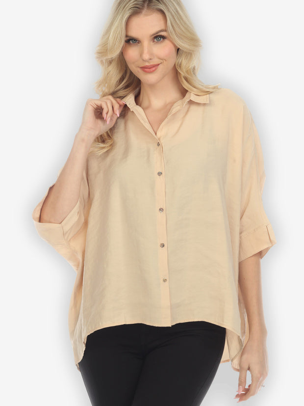 Solid Rayon Sand Oversized Blouse