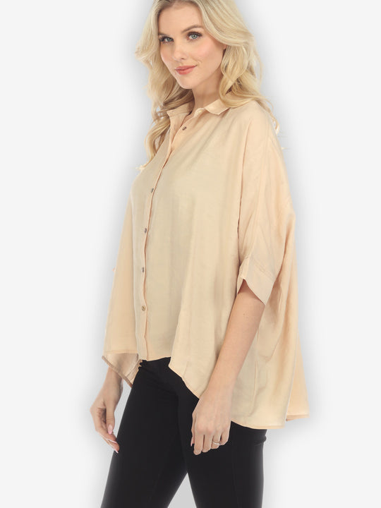 Solid Rayon Sand Oversized Blouse