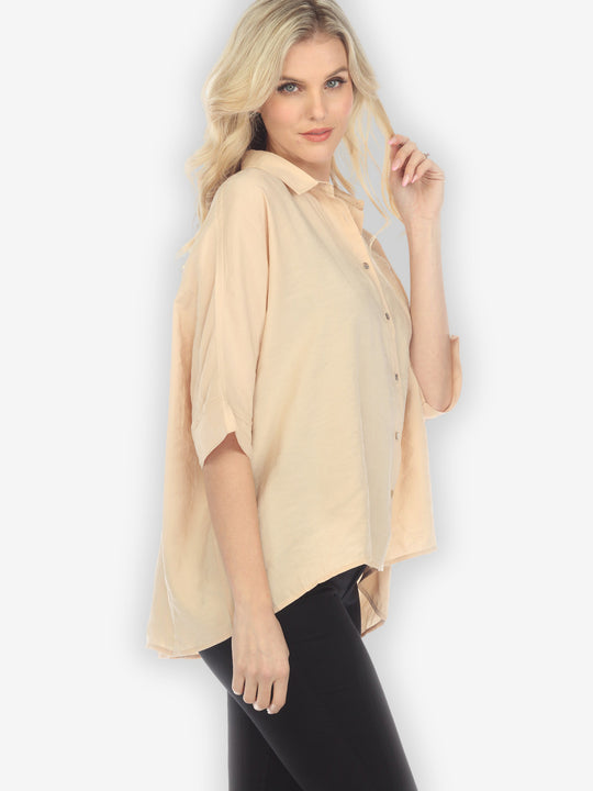 Solid Rayon Sand Oversized Blouse