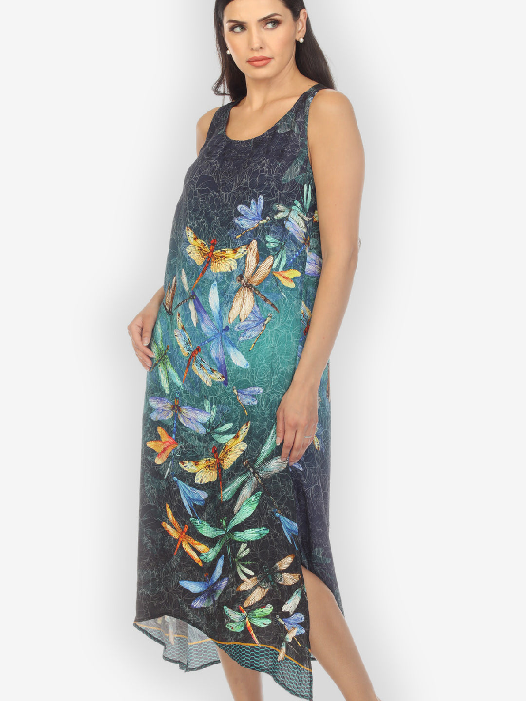 Colorful Dragonfly Silk Tank Dress