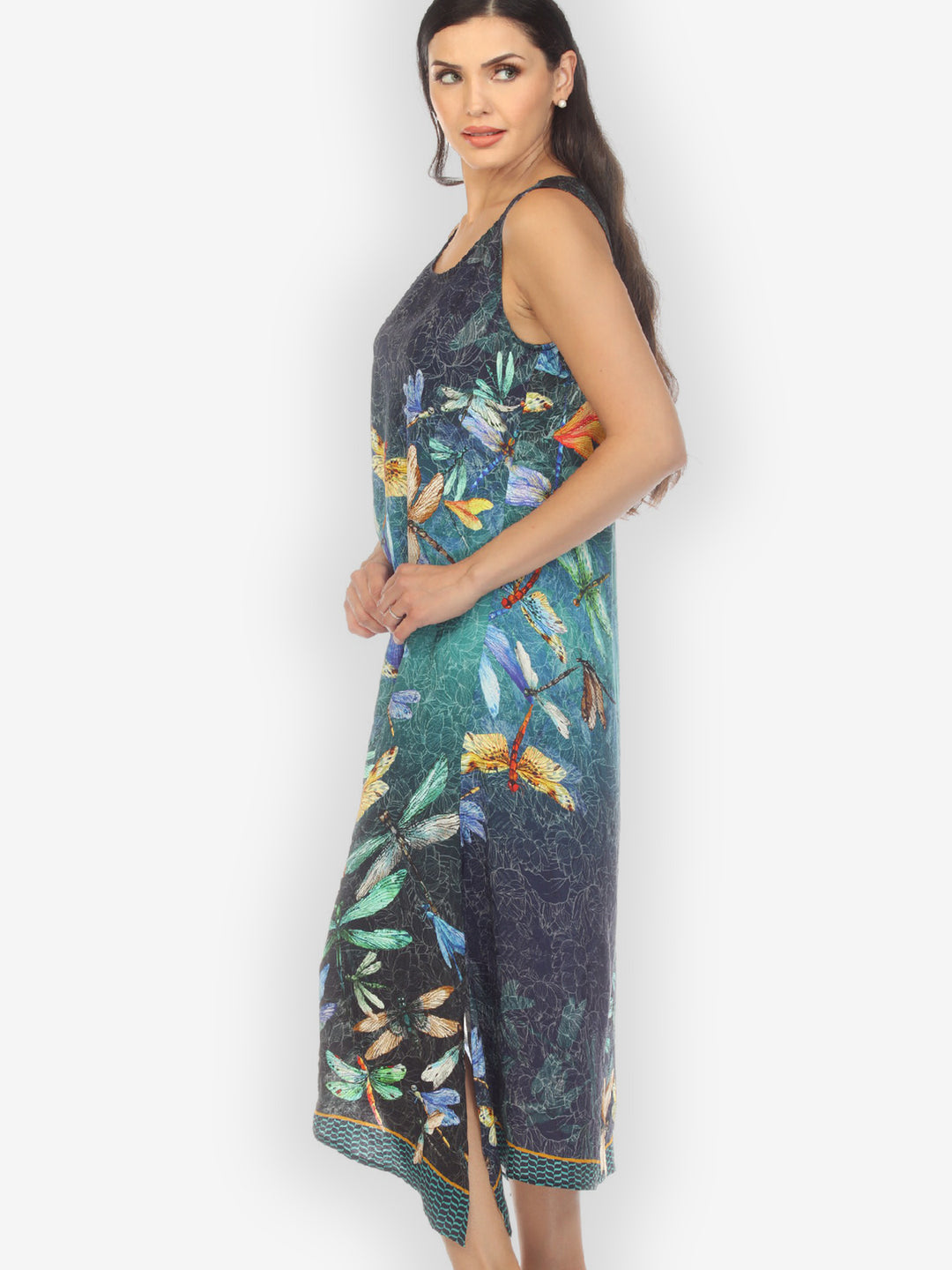 Colorful Dragonfly Silk Tank Dress