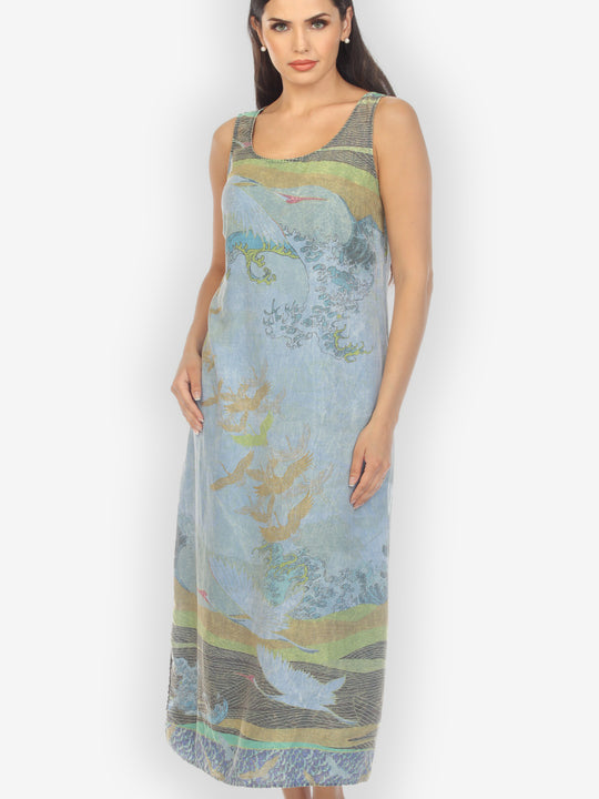 Crane Flying Sky Blue Tank Dress