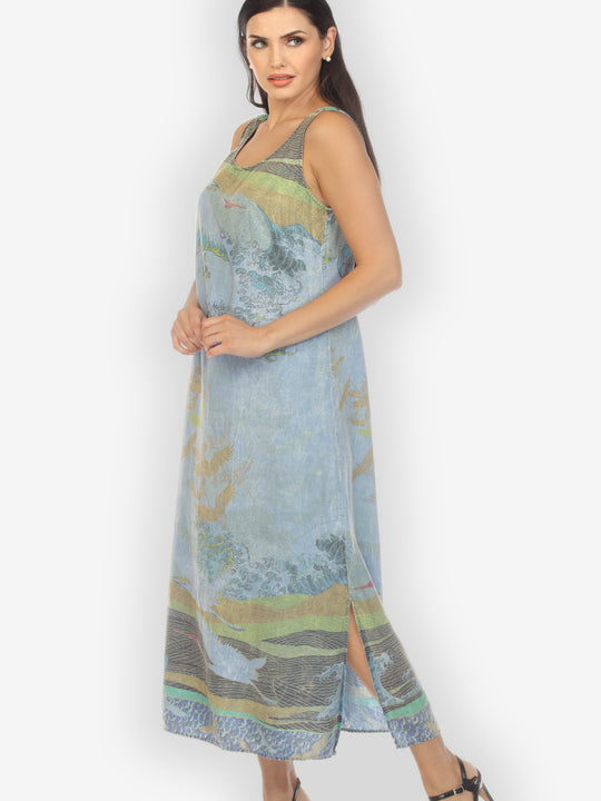 Crane Flying Sky Blue Tank Dress