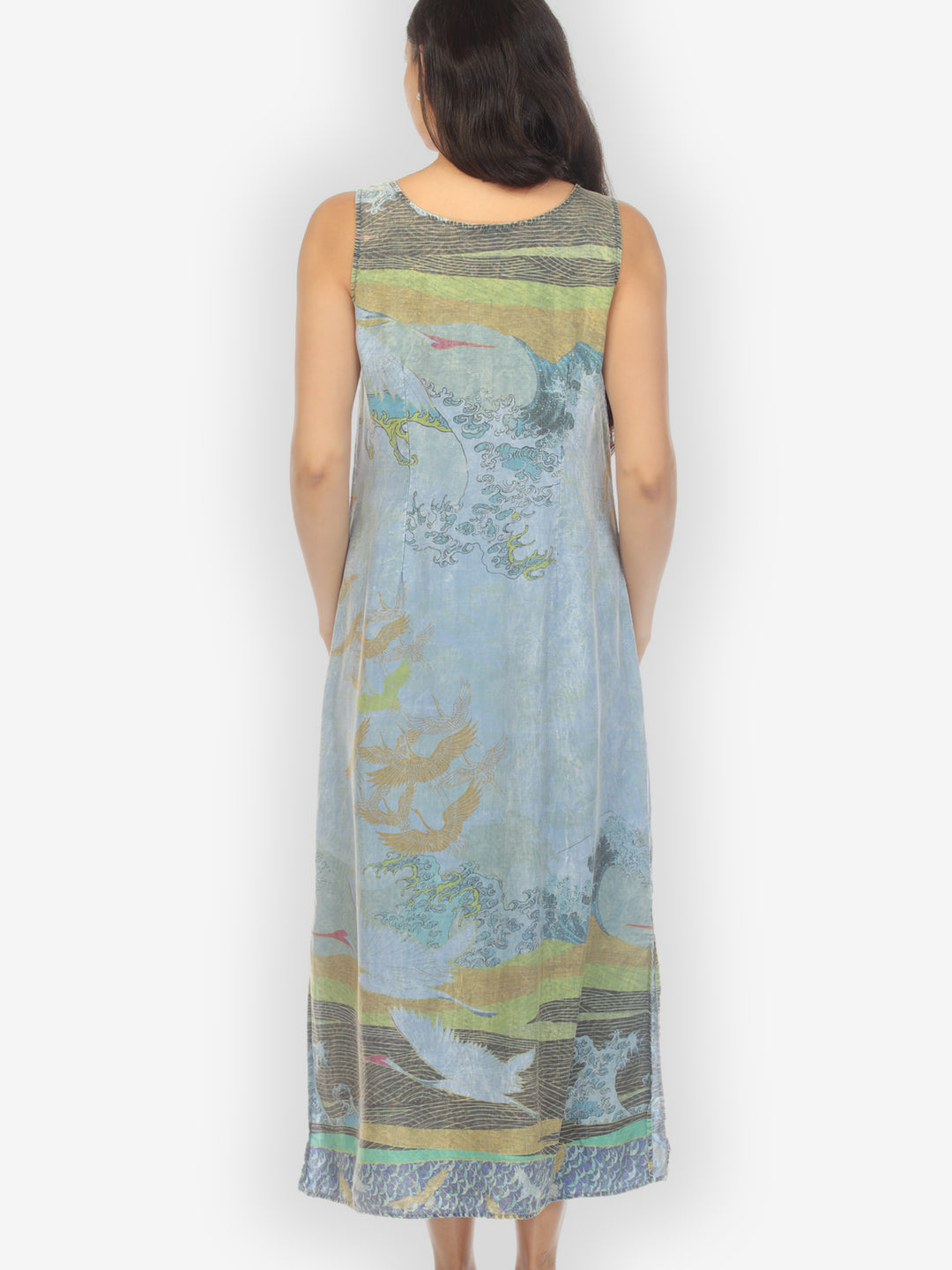 Crane Flying Sky Blue Tank Dress