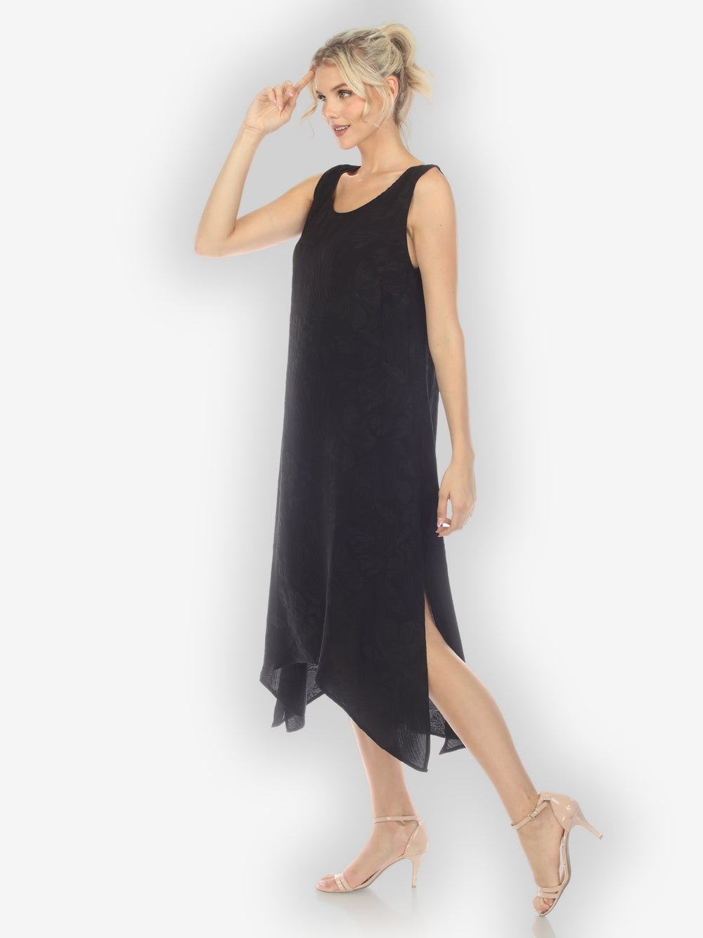 Solid Black Silk Tank Dress