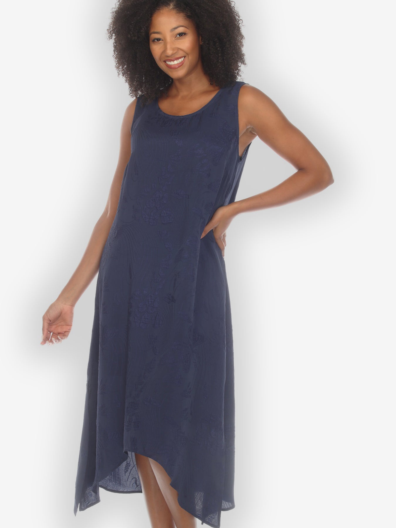 Solid Navy Silk Tank Dress CITRON CLOTHING Solid Navy Silk Tank Dress CITRON CLOTHING