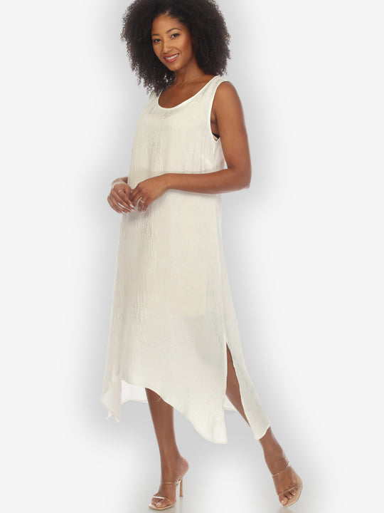 Solid White Silk Tank Dress