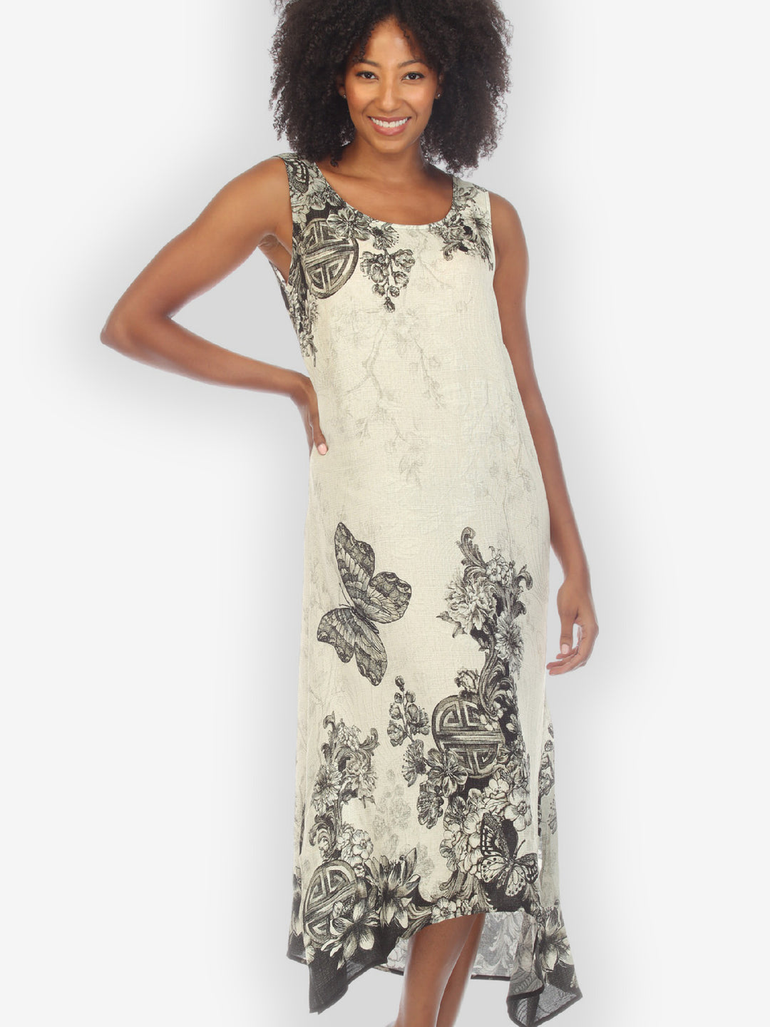 Tasteful Butterfly Art Silk Tank Dress