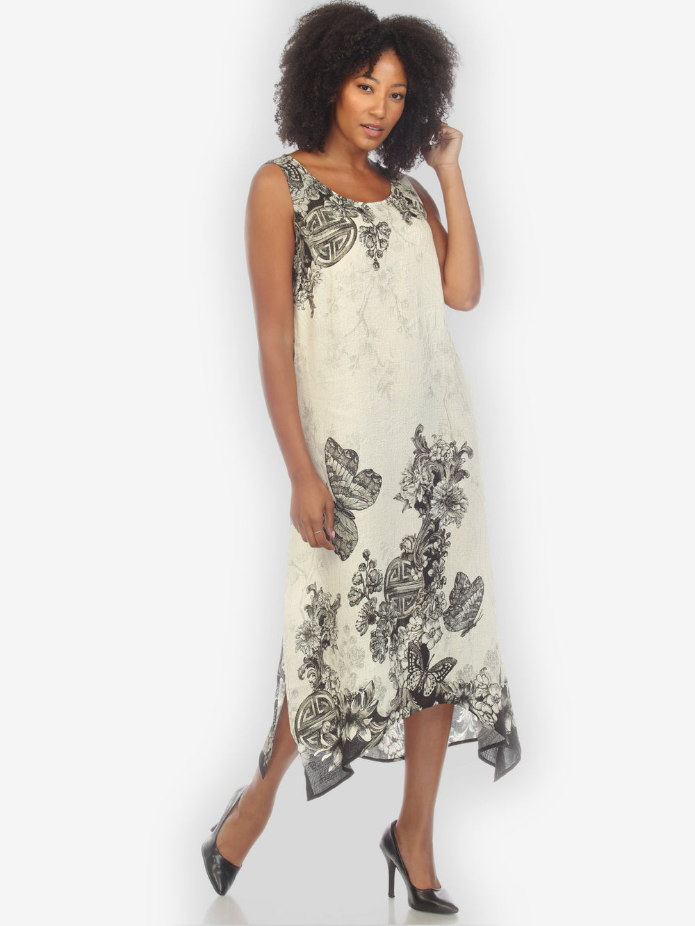 Tasteful Butterfly Art Silk Tank Dress