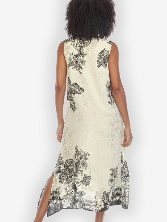 Tasteful Butterfly Art Silk Tank Dress