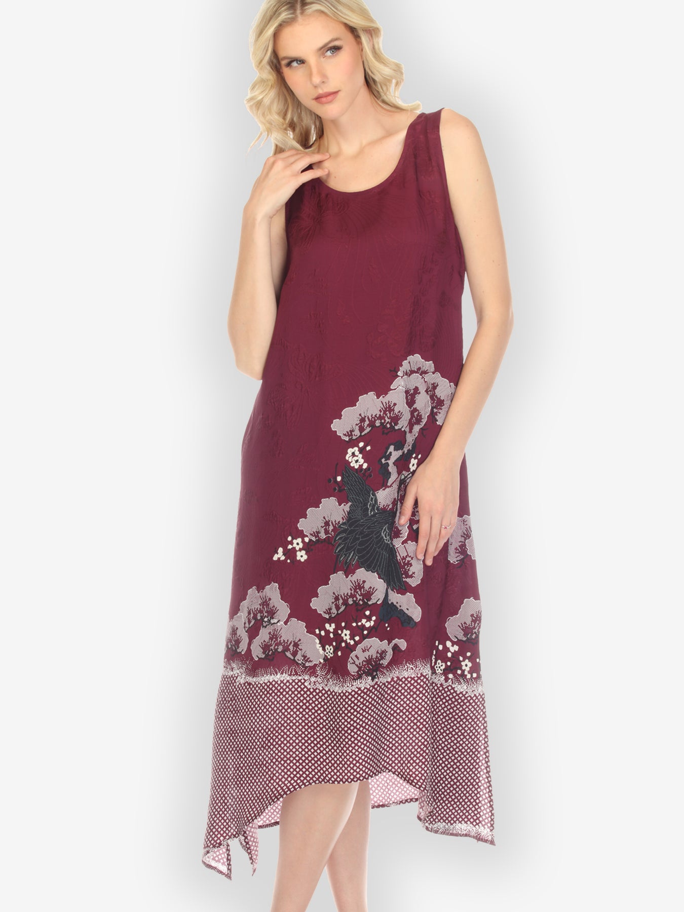 True Cranberry Shibori Silk Tank Dress