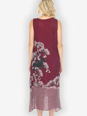 True Cranberry Shibori Silk Tank Dress - XS