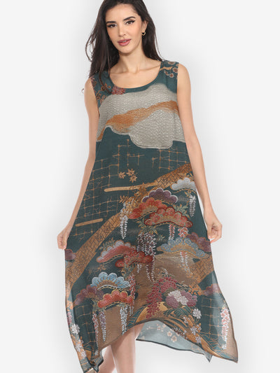 Tapestry Wisteria Silk Tank Dress