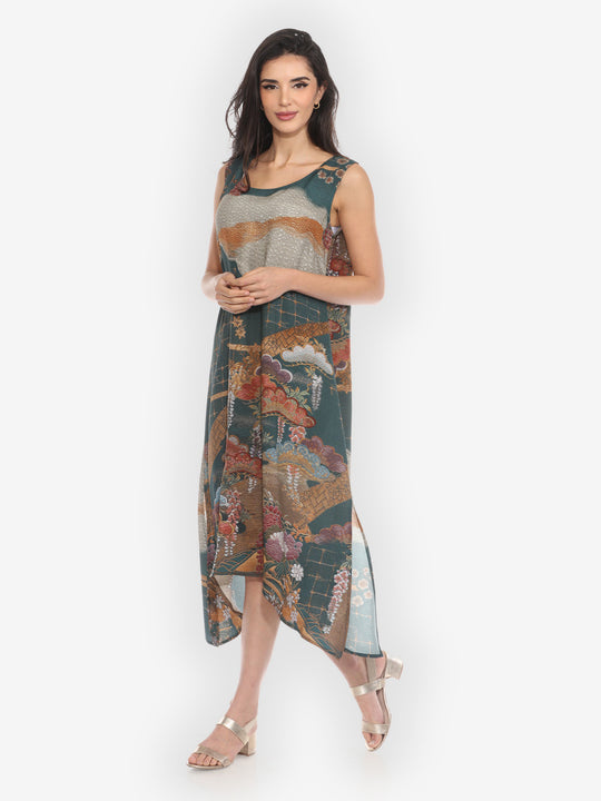Tapestry Wisteria Silk Blend Tank Dress
