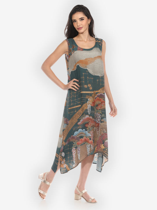 Tapestry Wisteria Silk Blend Tank Dress