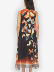 Vintage Butterfly Silk Blend Tank Dress
